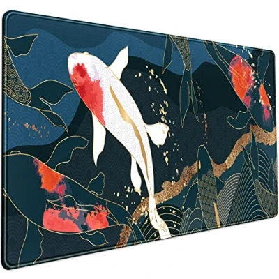 Immagine di Anime Koi Carp tappetino per mouse grande, motivo: carpa Fish Gaming Desk Mat giapponese XXL da scrivania computer, laptop, ragazza, giocatori, donne e desktop Protector 80 x 40 cm