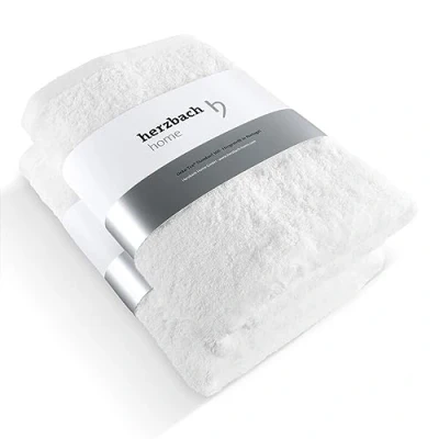 Immagine di herzbach home Premium Asciugamano da doccia Set di 2 70 x 140 cm (bianco) Grande, morbido &amp; asciugamani assorbenti 100% naturale cotone