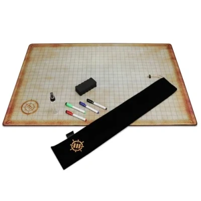 Immagine di ENHANCE Deluxe Rpg Grid Mat Mappa DND da Tavolo (60.96 x 91.44 CM) Gioco di Ruolo Dry Erase Set Completo per Maestri e Principianti, Tappetino Battle in Pergamena cancellabile