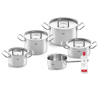 Immagine di Esclusiva Amazon Fissler Original Profi Collection/Set di pentole in acciaio inox, 5 pezzi, con coperchio metallo + cura induzione