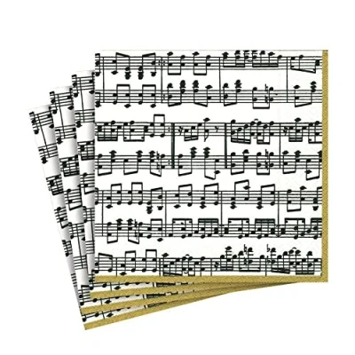 Immagine di Caspari Entertaining Tovaglioli di Cart con spartiti Musicali (Confezione da 20)