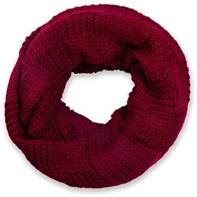 Immagine di styleBREAKER sciarpa scaldacollo in maglia con motivo brevettato, ad anello fine a tinta unita, invernalein maglia, unisex 01018152, colore:Bordò Rosso