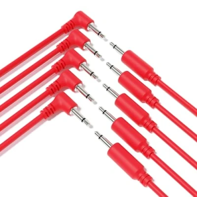 Immagine di ExcelValley 5 Pack Cavi Ibridi Modulari Patch Mono TS 3,5mm 1/8&quot; Eurorack Synth Sintetizzatore [Rosso 15cm 6&quot;]