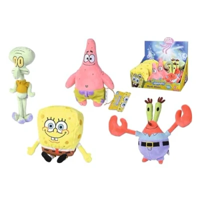 Immagine di Simba Peluche SpongeBob, Patrick, Granchio, Squidward 20 cm, Materiale morbido, imbottitura 100% riciclata, licenza ufficiale, riceverai uno di modo casuale. Adatto per tutte le età (109491002SPB)