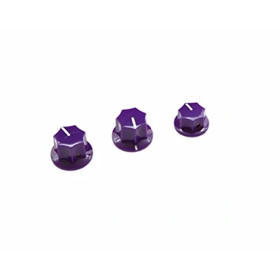 Immagine di Dopro Set di 3 manopole per basso Jazz J con inserti in ottone viola USA Spec 1/4&quot;