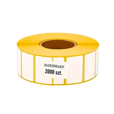Immagine di MDlabels Etichette termiche bianche su rotolo 32 x 20 mm 2000 pezzi manicotto 40 permanentemente adesivo per codici a barre