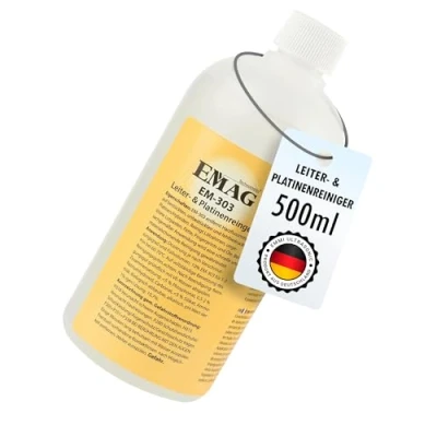 Immagine di EMAG Detergente per conduttori e circuiti EM 303 I speciale pulitore ad ultrasuoni circuiti/ibridi, rimuove grassi, impronte digitali ecc. 0,5 l