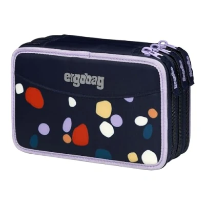 Immagine di ergobag Astuccio maxi set da 40 pezzi, matite colorate e pennarelli Lyra, scomparto per monete, righello, forbici Mosaic Stone Bear Blu scuro