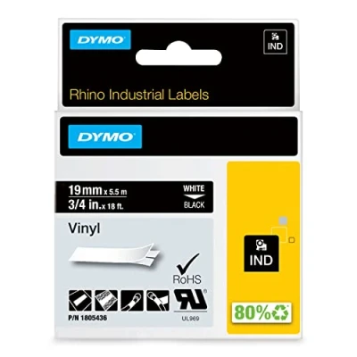 Immagine di DYMO 1805436 Cassetta nastro Vinile Colore Nastro: Nero carattere: Bianco 19 mm 5.5 m