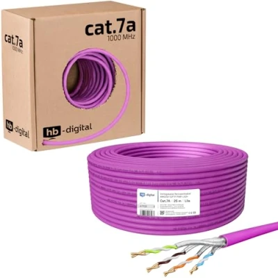 Immagine di HB DIGITAL, cavo di rete, cat.7A, LAN, installazione AWG 23/1, in rame, professionale S/FTP, PIMF, LSZH, senza alogeni, approvato RoHS, Ethernet, dati, 10 Gbit, 1000 MHz