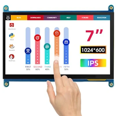 Immagine di ELECROW Monitor Touchscreen per Raspberry pi 4, 7 pollici 1024x600 capacitivo HDMI Pi, Windows