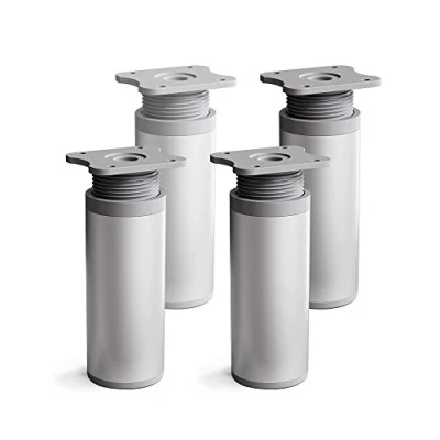 Immagine di sossai® Gambe per mobili MFR1 set di 4 regolabili in altezza Altezza: 120 mm (+20mm) Design: Alu Forma rotonda: 40 x Viti inclusi