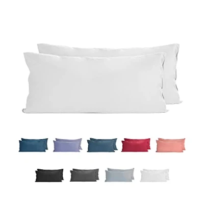 Immagine di Komfortec Set di 2 federe in 100% cotone 40 x 80 cm, federa jersey super morbido alta qualità 150 g/m², per cuscino, bianca, kmf 40x80 bianca