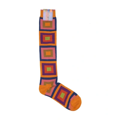 Immagine di Gallo WITH Concentric Square Motif Calzettoni, Uomo, Taglia: One Size, Zafferano
