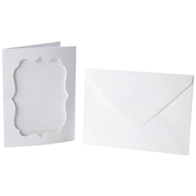 Immagine di Papermania Confezione da 4 biglietti e buste, 20,3 x 15,2 cm, 300 g/m², colore: bianco