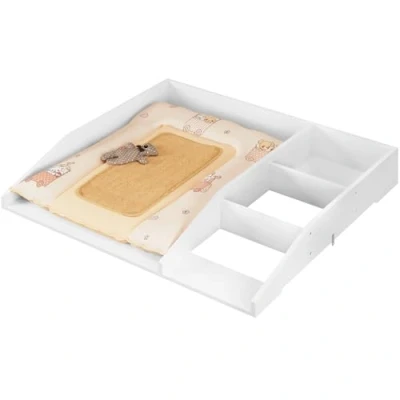 Immagine di WOLTU Fasciatoio per Cassettiera 80x74,5x13,5cm, Regolabile, Neonato in MDF, Salvaspazio, Piano con Profondità 47.5 50cm, Bianco