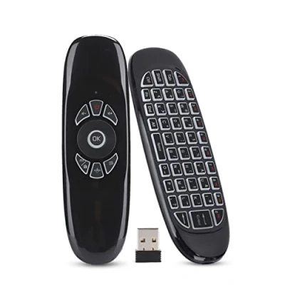 Immagine di Telecomando Portatile Mini Air Mouse, Smart TV Tastiera Wireless 2,4 Ghz, con Rilevamento del Movimento, Retroilluminazione Colorata, per Box, PC, Proiettore