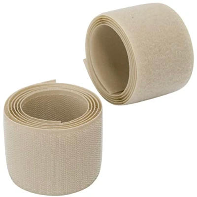 Immagine di Aerzetix C66006 Nastro/rotolo di scratch 50mm 1 metro auto aggrappante organizer/fermacavo striscia aggancio sacchetto indumento cinghia colore: beige chiaro in poliammide e poliestere