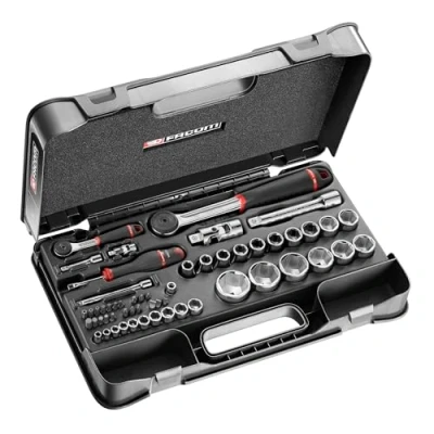 Immagine di Facom 1/4 1/2 &quot;6/4&quot; Metriche Box Set R S. 161B Pezzi Rs.161 2 &quot;, Acier ossidabile, Nero, 55 Teile