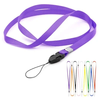 Immagine di CKB LTD Cordini Viola Tracolla da collo Porta badge identificativo Clip ad anello per chiave palestra Etichetta con nome Chiavetta USB Telefono cellulare Carta d&#039;identità Confezione 100