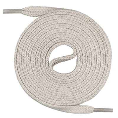 Immagine di Mount Swiss© Premium Lacci da scarpe piatti, 1 paio, in 100% cotone, resistenti agli strappi, larghezza 7 mm, lunghezza 45 200 cm., Adulti (unisex), beige chiaro, 60 centimetri