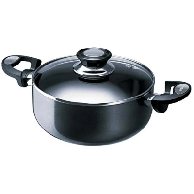 Immagine di Beka 13078284, Padella Wok Pro Induc in alluminio con coperchio vetro, 28 cm, colore: Antracite, interno rivestito, adatta a tutti i fornelli, induzione incluso.