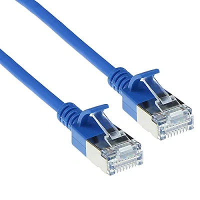 Immagine di ACT Cavo di rete CAT6a, U/FTP LSZH LAN sottile 3,8 mm, flessibile Snagless CAT 6a con connettore RJ45, per uso in data center, 1 m, blu DC7601
