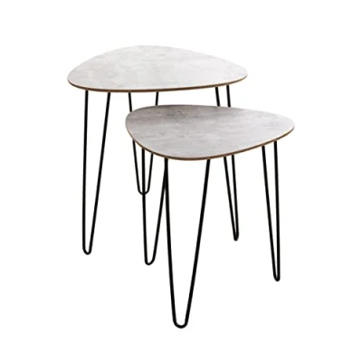 Immagine di HAKU Möbel Set di 2 tavolini, MDF, effetto cemento nero, L 40 x P A 43 cm/L 48 cm