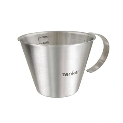 Immagine di Fackelmann FCK44992 Misurino con Parte Graduata all&#039;Interno Acciaio 12x6,8x9cm, Sybaris, (Colore: Argento), quantità: 1 Pezzo Inossidabile, Dosatore in Vetro da 500 ml