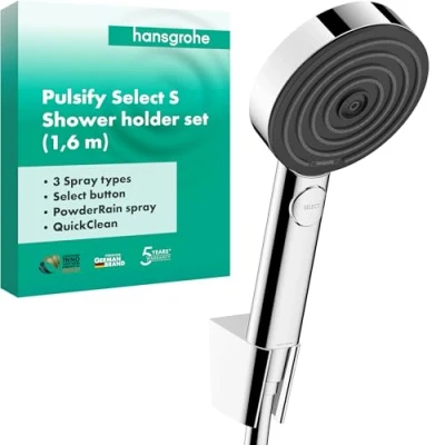 Immagine di hansgrohe Pulsify Select S Set supporto doccia 105 3 tipi di getto Relax con flessibile 160 cm, cromo, 24303000