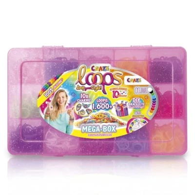 Immagine di CRAZE loops Mega Box Set di 1600 elastici per fai da te e molti accessori collane, anelli braccialetti