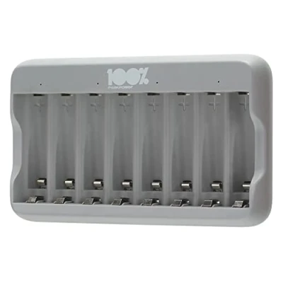 Immagine di Caricabatterie a 8 Slot per Pile Ricaricabili AA e AAA NiMH 100% Peakpower Caricatore USB