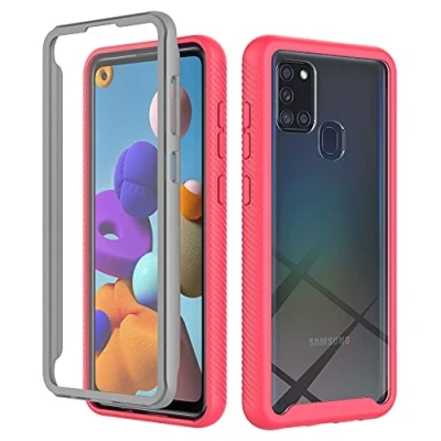 Immagine di XINNI Cover per Samsung Galaxy A21S, Protezione Schermo Integrata 360 Gradi Antiurto Custodia, Rugged Doppia Faccia Bumper Trasparente Full Guscio Fronte Retro Case, Rosa