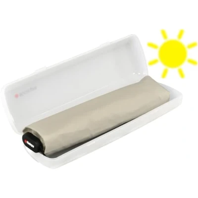 Immagine di Knirps ultra US.050 Slim Manual, ombrello tascabile leggero e piatto, resistente alle tempeste, antivento, 21 cm, beige con custodia, 90 cm