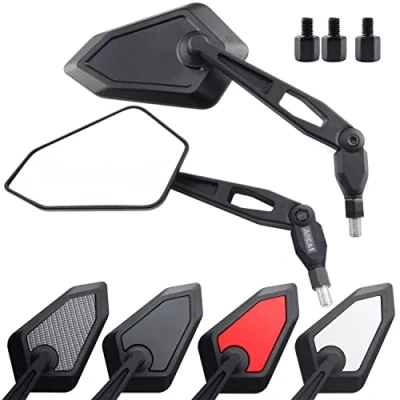 Immagine di Area1 Specchietti Specchietto Omologato Universali Retrovisori per Scooter (2xM8 filetto destro+1xM8 sinistro) compatibili con Sym Niu KSR