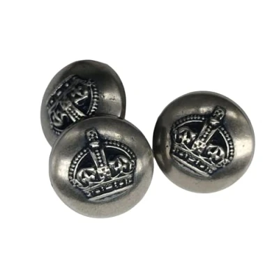Immagine di 25 bottoni placcati oro e argento con corona incisa 15 mm, 20 mm 23 Prodotti spediti dalla Spagna (Argento placcato, mm)
