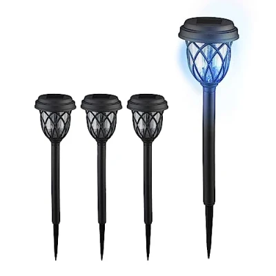 Immagine di Relaxdays Lampade Solari da Giardino, Set LED con Effetti di Luce, Sensore Luminosità, H x D: 42,5 10 cm, Nero