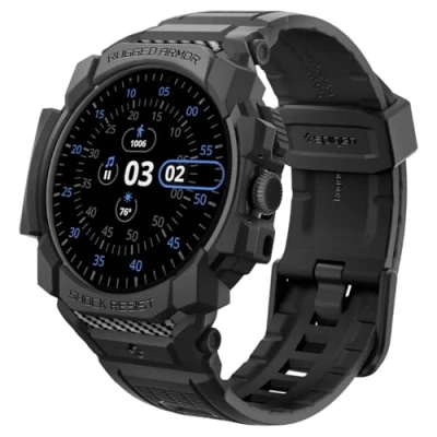 Immagine di Spigen Cover con Cinturino Rugged Armor Pro Compatibile Google Pixel Watch 3 45mm Nero Opaco
