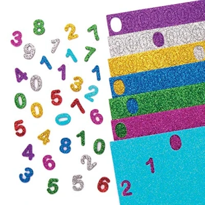 Immagine di Baker Ross Numeri Autoadesivi in Gommapiuma Glitterata (confezione da 800) Attività Creative per Bambini