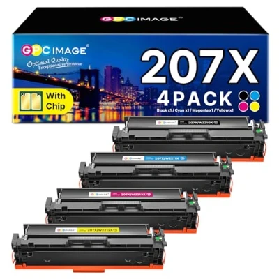 Immagine di GPC Image 207X Con Chip Cartucce Toner Compatibili per HP 207A Color LaserJet Pro MFP M283fdw M282nw M283fdn M255dw M255nw W2210X W2211X W2212X W2213X (Nero Ciano Giallo Magenta, 4 Pack)