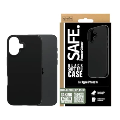 Immagine di SAFE BY PANZERGLASS® Custodia TPU per Apple iPhone 16 Nera, Plastica 100% Riciclata, Protezione contro le cadute