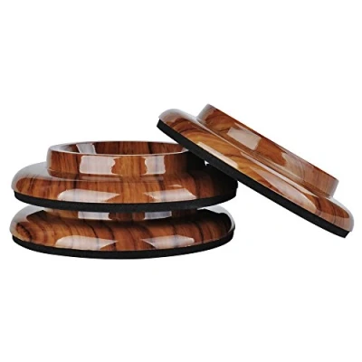 Immagine di KingPoint, set composto da 3 piatti per ruote del pianoforte, con rivestimento nella parte inferiore, la protezione dell&#039;arredamento, Rosewood