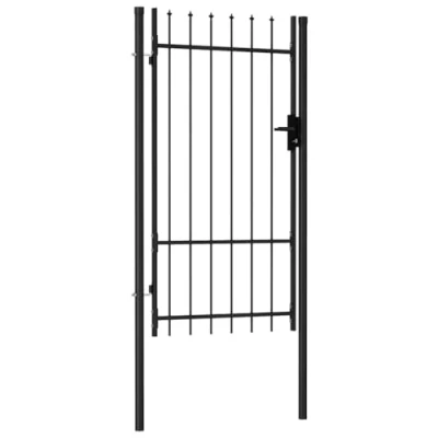 Immagine di vidaXL Cancello per Recinzione a Singola Anta con Punte Robusto Durevole Privacy Serratura e Chiavi Ingresso Pedonale in Acciaio 1x1,75 m Nero