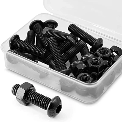 Immagine di (15 Set) M8 x 30mm Viti e Dadi Vite Testa Bottone Brugola in Acciaio al Carbonio Nero