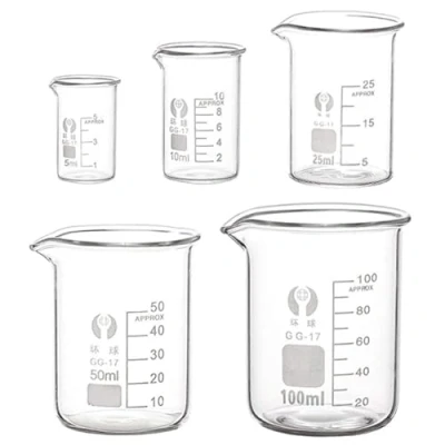 Immagine di EsportsMJJ 5X Bicchiere In Vetro Borosilicato Graduato 5Ml 10Ml 25Ml 50 Ml 100Ml Set Di Misura Vetreria