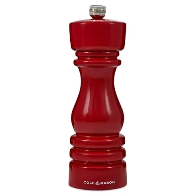 Immagine di Cole &amp; Mason H233099 London Rosso Lucido Macina Vendita, Precision+/Macinatura Regolabile, Legno di Faggio, 180mm, Include 1 x Macinino, Garanzia a Vita sul Meccanismo