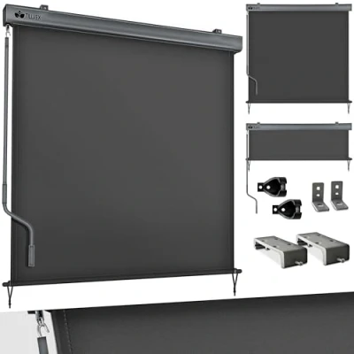 Immagine di tillvex® tenda da sole verticale 200 x 250 cm per interni ed esterni, impermeabile, con manovella, balcone, terrazza e giardino, protezione solare in alluminio, avvolgibile balcone