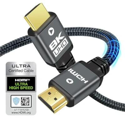 Immagine di Yauhody 8K Cavo HDMI 2 Metri, 48Gbps Alta Velocità 2.1 4K 120Hz 60Hz 10K 144Hz eARC HDCP 2.2 &amp; 2.3 Dynamic HDR 3D per PS5, PC, HDTV, Monitor