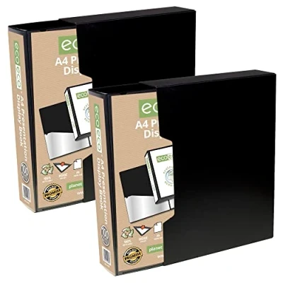 Immagine di eco067x2 Raccoglitore formato A4 50% riciclato, 100 tasche, colore: Nero