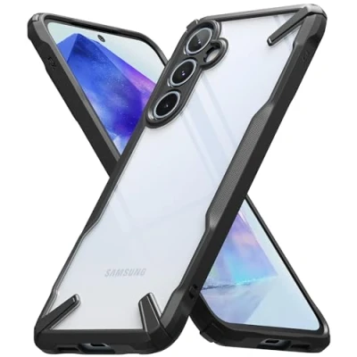 Immagine di Ringke Fusion X Compatibile con Cover Samsung Galaxy A55 5G, Custodia Trasparente Antigraffio Rigido Antiurto Paraurti Robusto Bumper Black